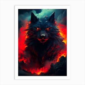 Wolf In Flames 1 Art Print