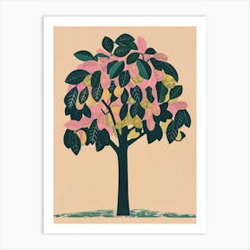 Pecan Tree Colourful Illustration 1 Art Print