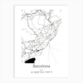 Barcelona,Spain Minimalist Map Art Print