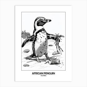 Penguin Playing Poster 1 Art Print