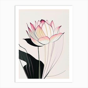 American Lotus Abstract Line Drawing 2 Art Print
