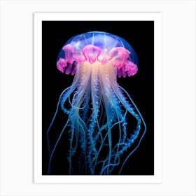 Lions Mane Jellyfish Neon Illustration 4 Art Print