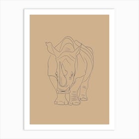 Rhino - Boho, Line Art 5 Art Print