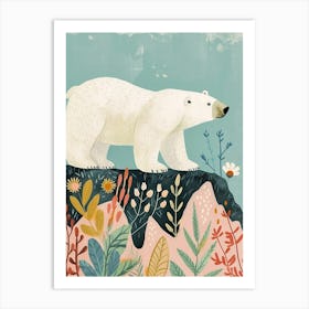 Polar Bear Walking On A Mountrain Storybook Illustration 2 Art Print