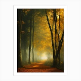 Foggy Autumn Forest 1 Art Print