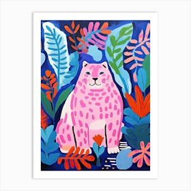 Pink Leopard In The Jungle, Matisse Inspired Art Print