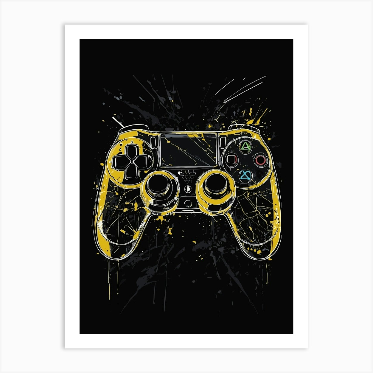 Yellow Ps4 Controller Art Print by Vicky Hanggara