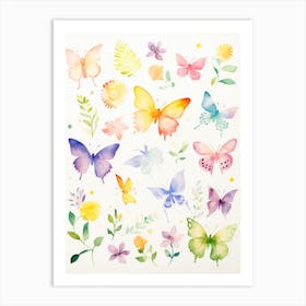 Watercolor Butterflies 9 Art Print