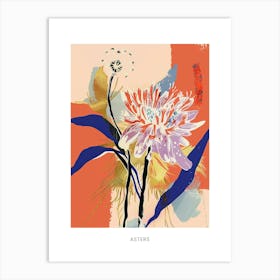 Colourful Flower Illustration Poster Asters 4 Art Print