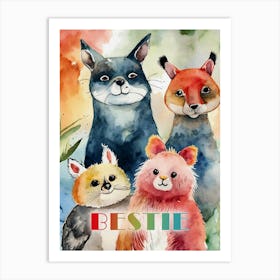 Bestie Animals Art Print