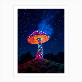 Colorful Mushroom In The Night Sky Art Print