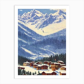Portillo, Chile Ski Resort Vintage Landscape 1 Skiing Poster Art Print