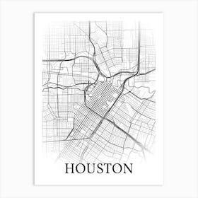 Houston, Texas, United States, City Map, Black And White Fade Design 1 Poster