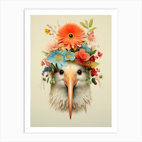Bird With A Flower Crown Kiwi 1 Art Print
