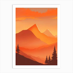 Misty Mountains Vertical Composition In Orange Tone 112 Art Print