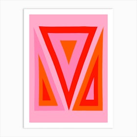 Pink and Orange Geometric Triangles Art Print