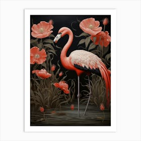 Dark And Moody Botanical Greater Flamingo 2 Art Print