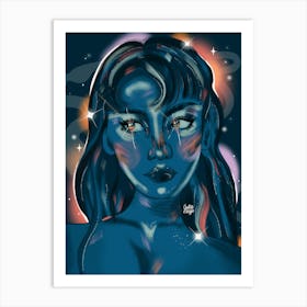 Blue Girl Portrait Art Print