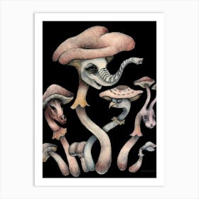 Mushroom Heads Art Print