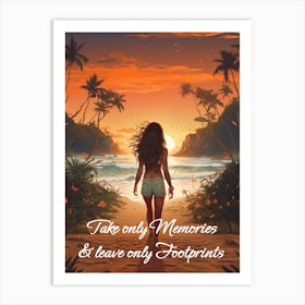 Travel Quote Ocean Footprints Art Print