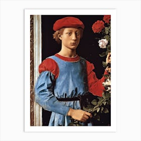 Young Boy With Roses Art Print