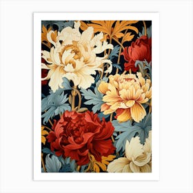 Peony Flower Pattern 1 Art Print