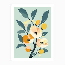 Peach Tree Flat Illustration 5 Art Print