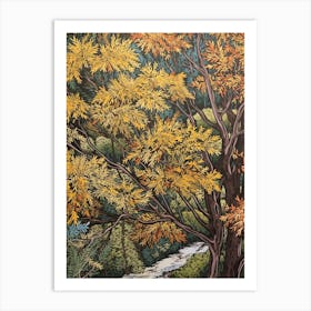 Bebbs Willow 1 Vintage Autumn Tree Print  Art Print