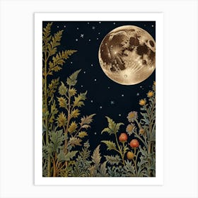 Moon In The Meadow Style William Morris Art Print Art Print