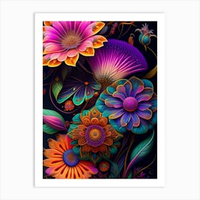 Psychedelic Flowers Art Print