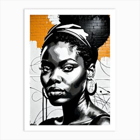 Vintage Graffiti Mural Of Beautiful Black Woman 14 Art Print