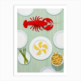 Lobster On A Plate 2 Art Print