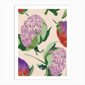 Purple Cauliflower Pattern Art Print