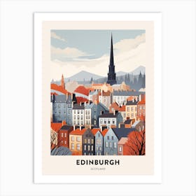 Vintage Winter Travel Poster Edinburgh Scotland 1 Art Print