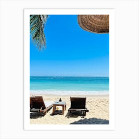 Two Lounge Chairs On The Beach 1 Art Print