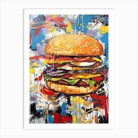 Burger 68 Basquiat style tasty food Art Print