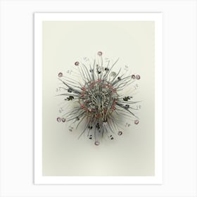 Vintage Allium Carolinianum Botanical Wreath on Ivory White n.0509 Art Print