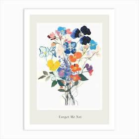 Forget Me Not 2 Collage Flower Bouquet Poster Art Print