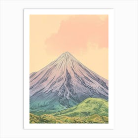 Mount Apo Philippines Color Line Drawing (7) Art Print