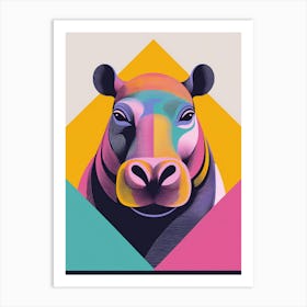 Hippo Portrait Illustration Art Print