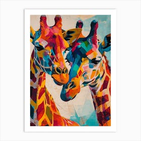Pair Of Giraffe Colourful 3 Art Print