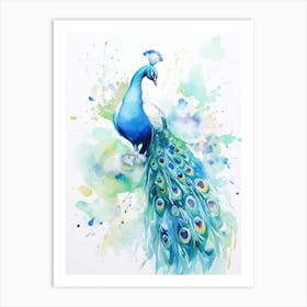 Peacock Watercolor Painting 2 Art Print