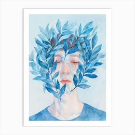 Blue Leaves 35 Art Print