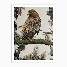 Eagle Perched On Branch Art Print
