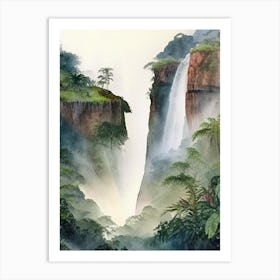 Gocta Cataracts, Peru Water Colour  (2) Art Print