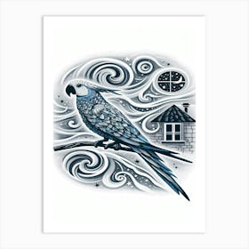 Oreo Parrot On A Branch Art Print