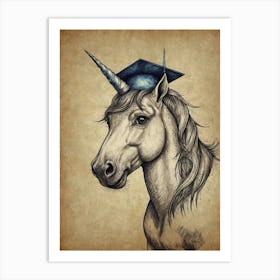 Unicorn Graduation Cap Art Print