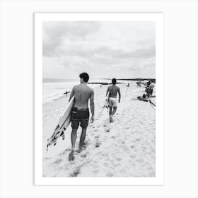 Beach Boys And Surfboards Black And White Photography Art Print