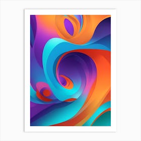 Abstract Colorful Waves Vertical Composition 8 Art Print