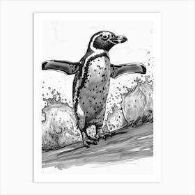 African Penguin Hauling Out Of The Water 4 Art Print